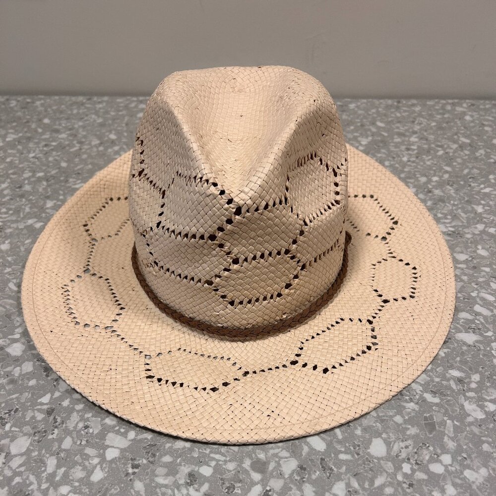 Sole Society Straw Hat with Cutout details and Braided Band, One Size - EUC